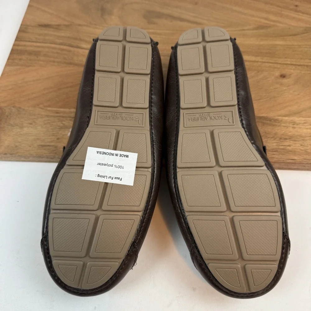 New Mens Koolaburra By Ugg Tipton Smooth Brown‎ Faux Fur Lined Slippers Size 8 M